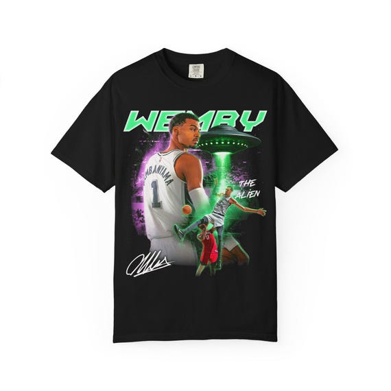 Wembanyama Alien T-Shirt | Wemby UFO Vintage NBA Tee | Spurs Retro Basketball Shirt | Comfort Colors 1717