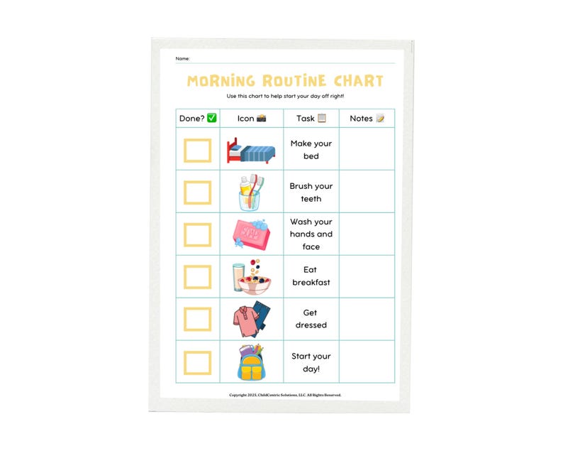Morning And Night Routine Chart.pdf Visual Morning & Night Routine Charts for Kids (printable PDF) - Etsy