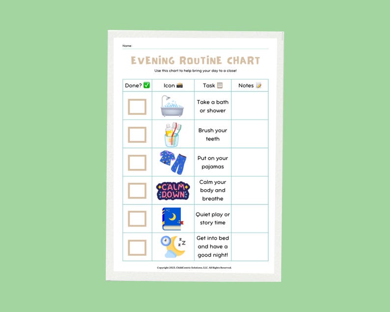 Morning And Night Routine Chart.pdf Visual Morning & Night Routine Charts for Kids (printable PDF) - Etsy