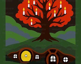 Bagend the Shire. 14 layer paper 3d stack wall art design file. SVG, PNG Silhoutte studio file. Cricut ready. Hobbit, Lord of the rings.