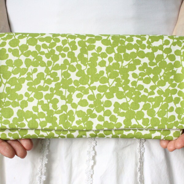 CLEARANCE Sale 20% OffClutch - Spring Green and Cream Botanical Bloom READY to SHIP