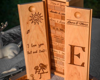 Engraved Tumbling Tower Guest Book: Personalized Wedding Anniversary Game