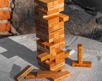 Personalized Wooden Guest Book Blocks: Rustic Wedding Keepsake