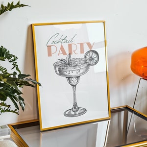 Cocktail Party, Cocktail Poster, Bar Cart, Bar Cart Decor, Bar Poster, Cocktail Hour, Digital Design, Digital Art, Cocktail Poster, Trendy