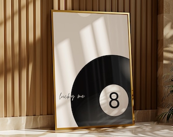 Bola 8, Sorte Minha, Pôster, Pôster da Bola 8, Arte de Parede da Bola 8, Arte de Parede Moderna, Arte de Parede Estética, Impressões Digitais, Arte de Parede Digital, Decoração de Casa