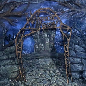 Escena de apertura de la segunda temporada del miércoles. Caja de sombras inspirada en la animación. Con iluminación multifunción. Montaje en pared con control remoto.