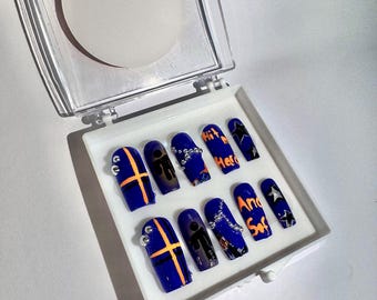 Billie Eilish-nagels | Sla me hard en zacht | druk op de nagels | applicatie inbegrepen