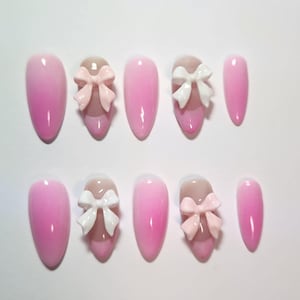 Bow Down | cute nails | gifts for her | reusable press on nails | custom hand made nails | high quality  | press on nails