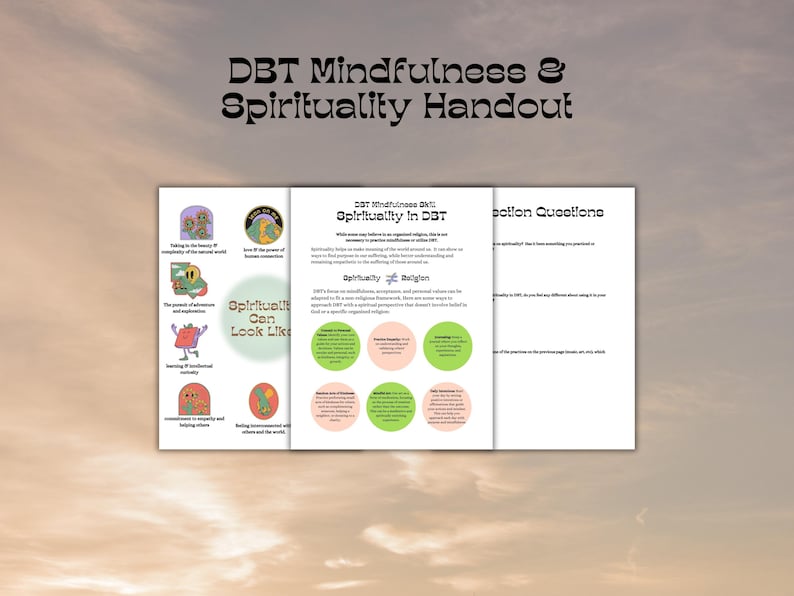 DBT Mindfulness and Spirituality Handout | Printable Coping Skills ...
