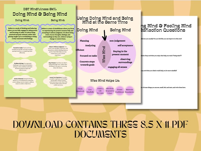 DBT Wise Mind Handout for Teens and Adults, Being Mind & Doing Mind ...
