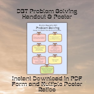 DBT Problem Solving Handout & Poster | Mental Health Tool for Therapists | Dialectical Behavior Therapy Resource