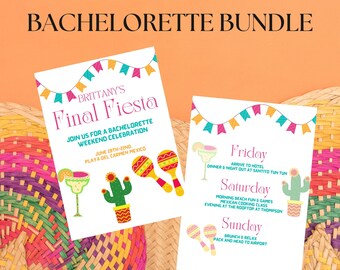 Invitación a la despedida de soltera de Final Fiesta - Itinerario editable - Descarga digital - Tema divertido de Fiesta