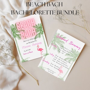 Beach Bachelorette Invitation: Miami Weekend Itinerary (Editable Digital Template)