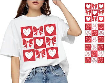 Retro Valentinstag karierte Herzen & Bögen PNG (digitaler Download)