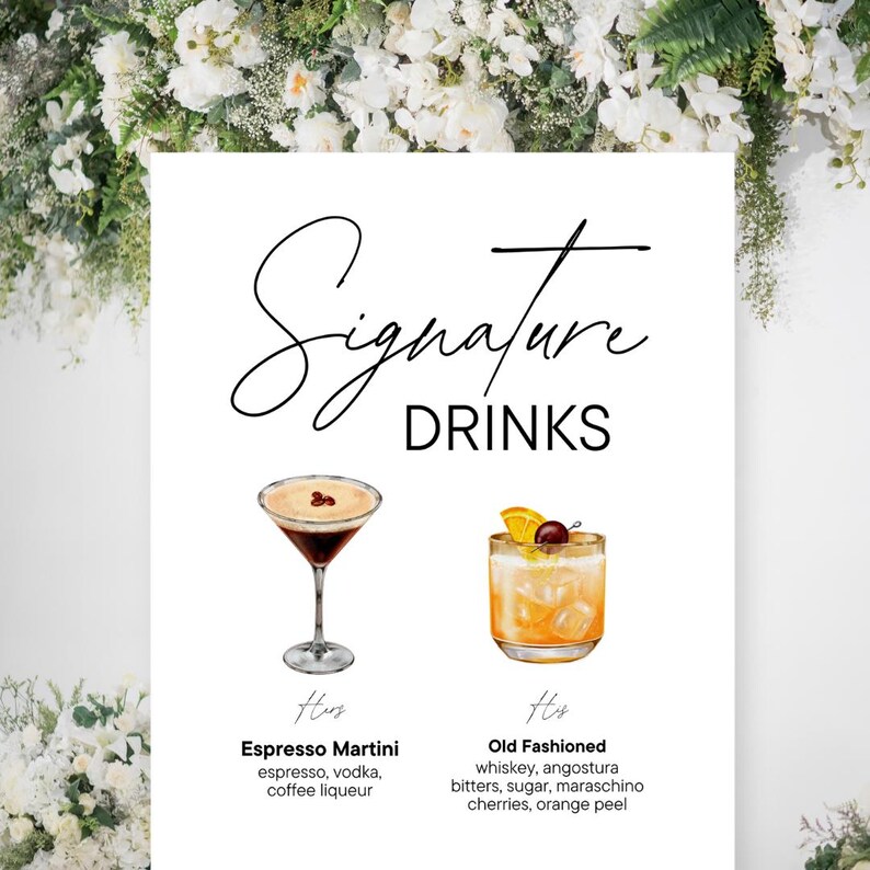 Signature Cocktail Sign | Signature Drink Sign | Bar Menu | Wedding ...