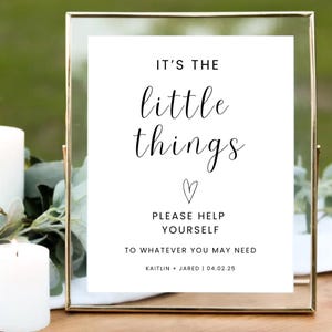 It&#39;s The Little Things Bathroom Basket Sign | Editable Template | Instant Download | Wedding Printable