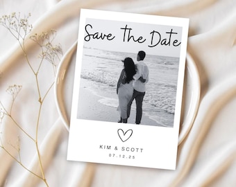 Photo Save The Date Template: Minimalist Wedding Invitation (PDF)