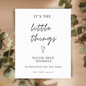 It&#39;s The Little Things Bathroom Basket Sign | Editable Template | Instant Download | Wedding Printable | Wedding Decor