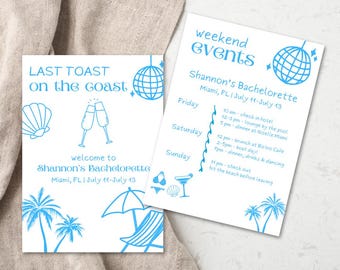 Beach Bachelorette Party Invitation & Itinerary (Digital Download)