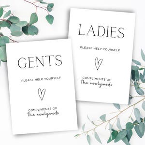 Ladies and Gents Bathroom Signs | Help Yourself Sign | Wedding Basket Sign | Bathroom Sign Template | Instant Download | Modern Sign