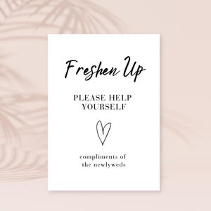 Minimalist Freshen Up Sign Template | Wedding Bathroom Sign | Bathroom Basket Sign | Ladies Bathroom Sign