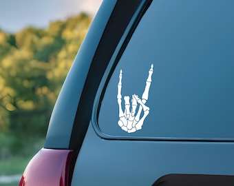 Skeleton Rock Skull Hand Car Decal | High Quality Vinyl Laptop Bumper Sticker