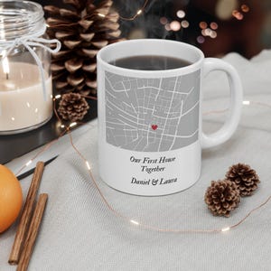 Personalized “Our First Home” Map Mug – Custom New Home or Anniversary Gift – Wedding Couple Coffee Cup – Housewarming Present
