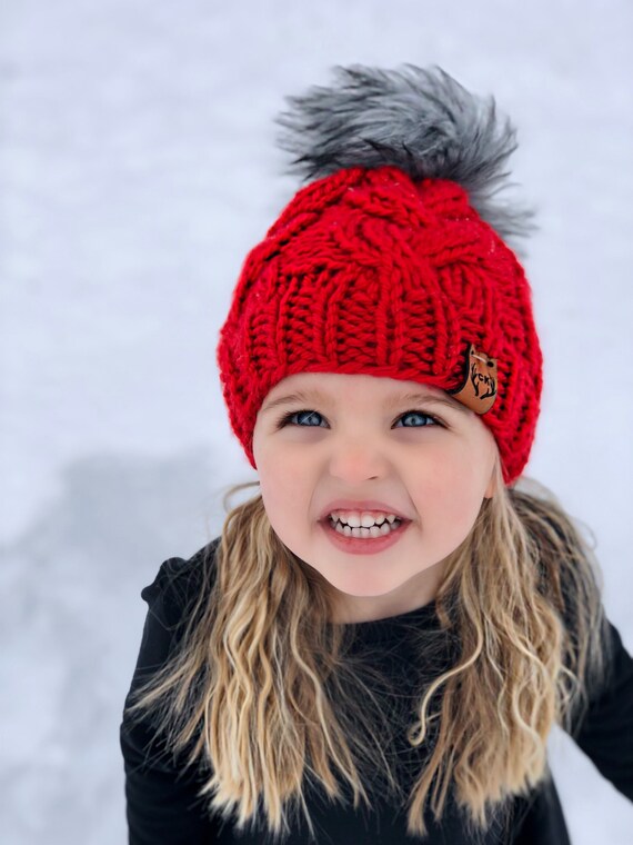 ChunkyKnits1 Hand Knitted Beanie / Cable Knit Beanie / Winter Knit Hat / Winter Knit Kids Hat / Chunky Cable Hat / Baby Shower Beanie
