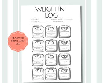 Weigh In - Fitness Tracker - PDF Journal Page - Exercise Tracker - Health Tracker - Workout Tracker - Activity Log - Weight Loss