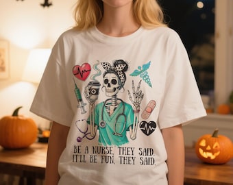 Halloween Be a Nurse They Said PNG,Halloween Nurse PNG,Groovy Halloween Sublimation Designs,Halloween Nurse Gift,Spooky Digital Download
