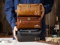 Personalized Toiletry Bag, Dopp Kit,Groomsmen Gifts,Anniversary Gift for Him,Groomsmen or Him-Laser Engraved Leather Travel Kit,Gift for Him