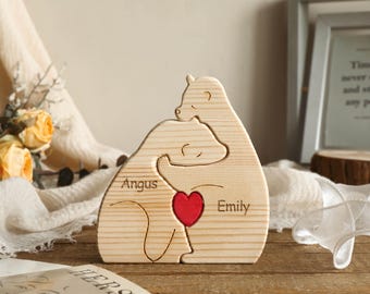 Personalized Wooden Bear Family Puzzle,Mother&#39;s Day Gift with Engraved Names,Bears Family Puzzle,Father&#39;s Day Gift,Family Keepsake Gift