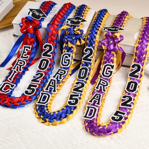Graduation lei 2026 Personalized/sash,Personalized Name Graduation Lei,Class of 2026 Graduation Lei,Handcrafted Satin Garland with Grad Cap