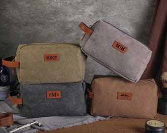 Personalized Men's Toiletry Bag,Groomsmen Gift Bag,2025 Christmas Gifts,Canvas Mens Dopp Kit Bag,Laser Engraved Toiletry Bag,Gifts for Him