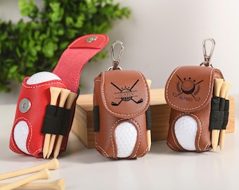 Personalized Golf Tee Holder,Golf Gift For Men,Custom Golf Accessory Gift For Golfer,Holiday Gift,Leather Golf Travel Bag,Groomsmen Gifts