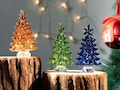 Handmade Stained Glass Miniature Christmas Trees,Illuminated Glass Christmas Trees, Christmas Ornaments Glass Tree Decoration,Christmas Gift