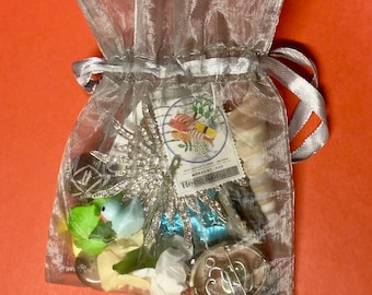 Deluxe Trinket Treasure Bag, Vintage Jewelry, Charms, Crystals and much more!