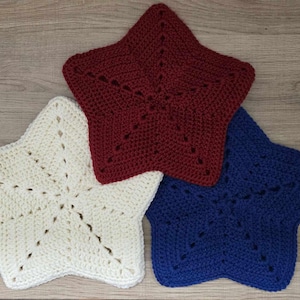 Patriotic Start Trivet Set - Set of 3 - Hand Crocheted - Memorial Day - Independence Day - 4th of July - Home Decor - Kitchen Decor