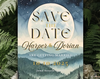 Endor Moon Hochzeitseinladung, benutzerdefinierte Canva-Hochzeitseinladung, digitale Vorlage, bearbeitbar, personalisierbar