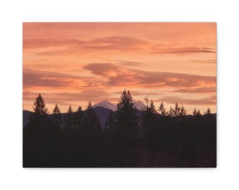 Mount Rainier Sunset Canvas Print: Landscape Photography, Rustic Home Decor