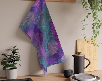 Decorative Tea Towel with 8 Custom Designs, Colorful Kitchen Decor in Durable Poly, Perfect Host Gift