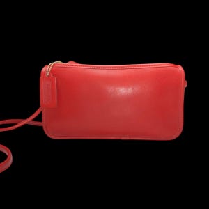 Vintage Coach Slim Crossbody Bag: Rare Red Leather, NYC Made 1980s