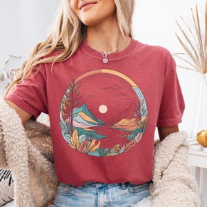 Boho Mountain Shirt: Soft Comfort Colors, Nature Graphic Tee image 1