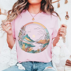 Boho Mountain Shirt: Soft Comfort Colors, Nature Graphic Tee image 5