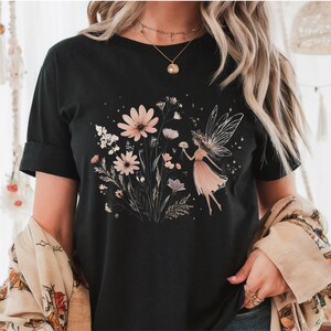 Fairycore Wildflower Tee, Boho Floral Shirt (Relaxed Fit, Cotton) image 4