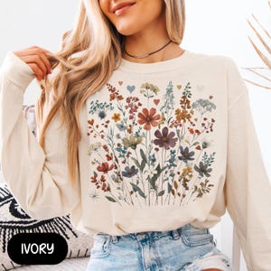 Floral Comfort Colors Tee: Botanical Print (Unisex Long Sleeve)