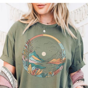 Boho Mountain Shirt: Soft Comfort Colors, Nature Graphic Tee image 3