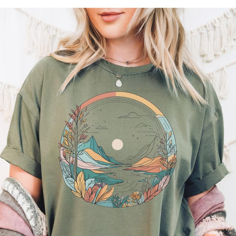 Boho Mountain Shirt: Soft Comfort Colors, Nature Graphic Tee image 3