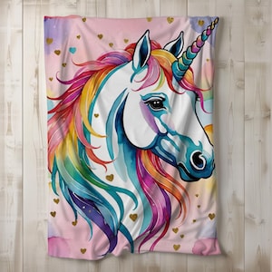 Whimsical Unicorn Plush Blanket, Cozy Blanket for Girls, Gift for Daughter&#39;s Birthday, Magical Decor, Fairy Tale Blanket, Unicorn Lover Gift