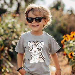 Cute Tiger Kids Tee, Girls Tiger Shirt, Boys Tiger Shirt, Boho Animal Toddler and Youth Tee, Big Cat Kids Shirt, Gift for Child Animal Lover